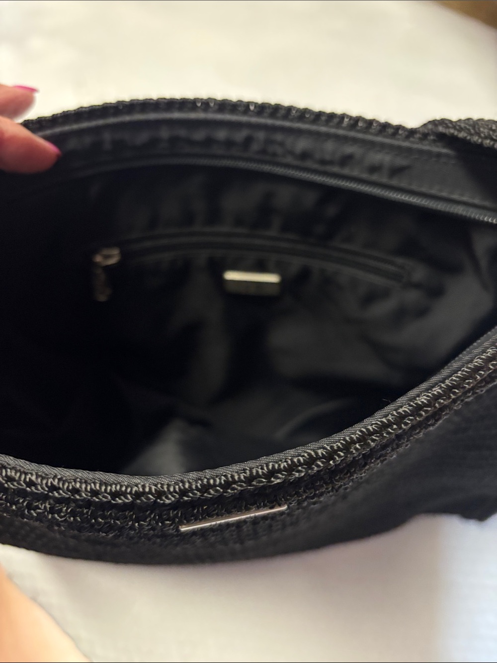 The Sak Black Crochet Hobo Shoulder Purse Handbag Large - Picture 6 of 8